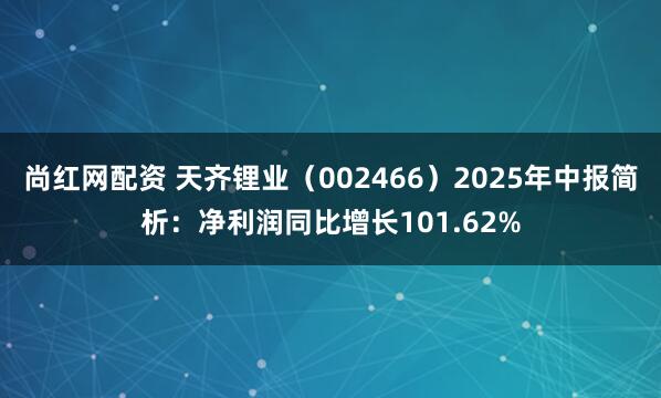 尚红网配资 天齐锂业（002466）2025年中报简析：净利润同比增长101.62%